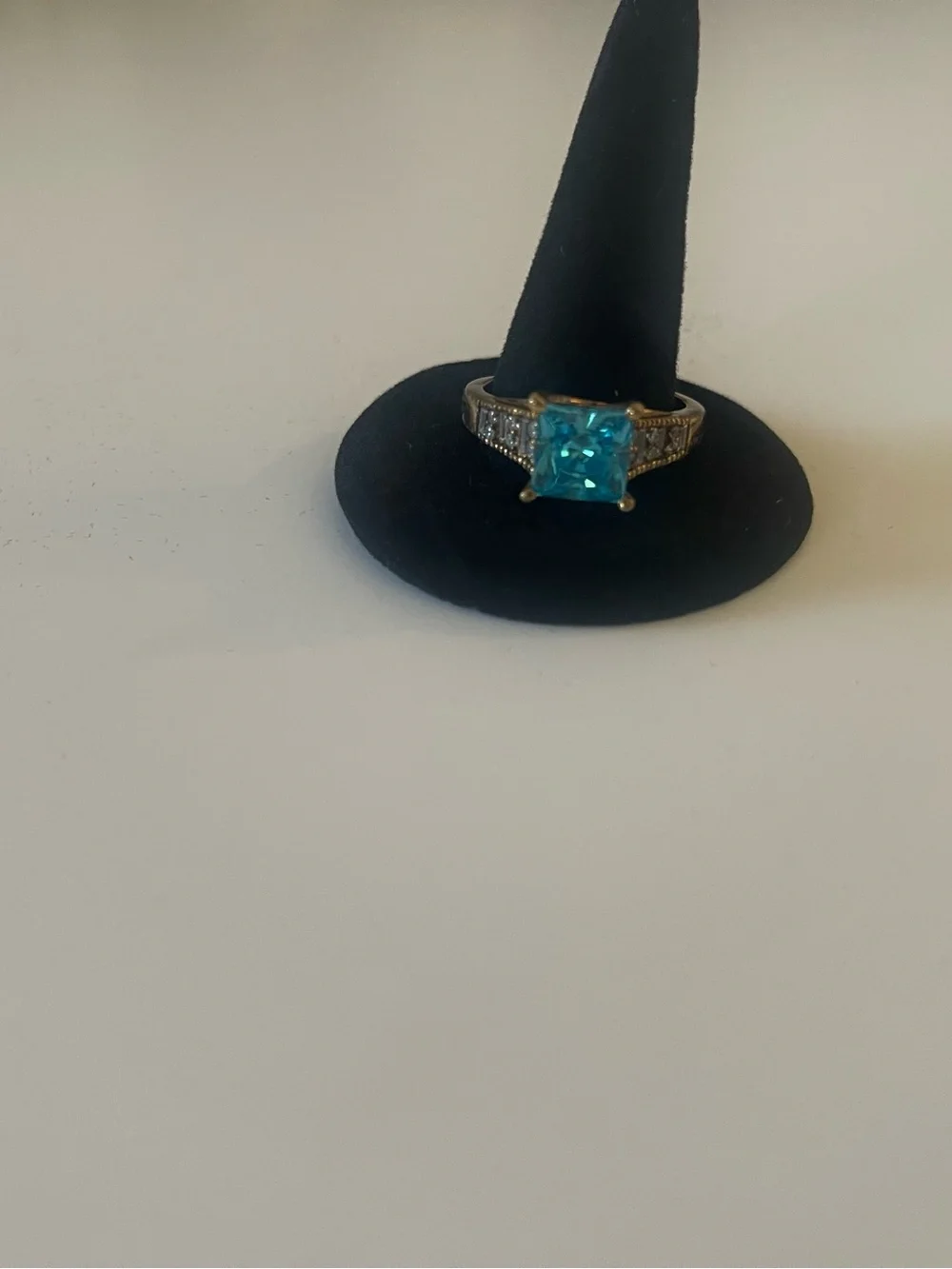 Blue Square-Cut Gem Cocktail Ring - Designer Style